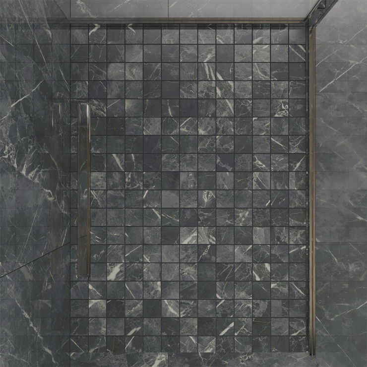 Marmor Mosaik Klinker Soapstone Premium Mørkegrå Mat 30x30 (7x7) cm-0